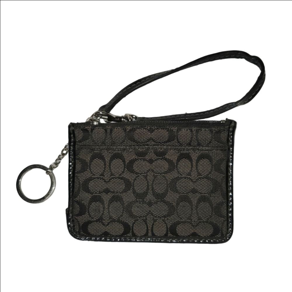 Coach Monogram Card Holder Keychain Wallet